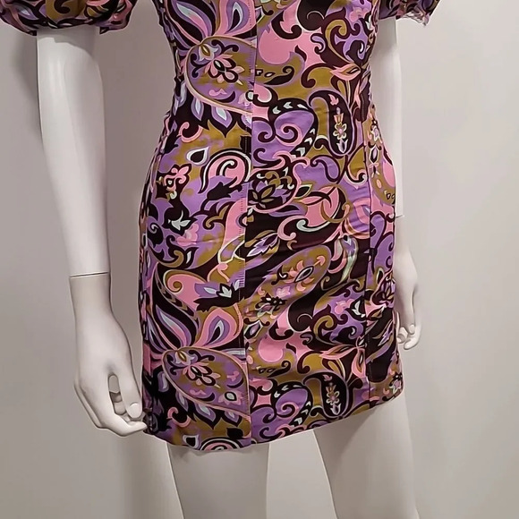 TED BAKER Flickl – Short Sleeve Printed Mini Dress Blk Pink  - Picture 4 of 13